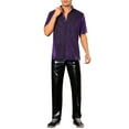 thumbnail image 2 of Camisa Sheer Glitter Inspire Chic para hombres, camiseta de malla brillante de manga corta, camisas metálicas, M púrpura, 2 of 5