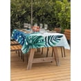 thumbnail image 2 of Outdoor Tablecloth with Umbrella Hole and Zipper, Blue Teal Leaves Rectangle Table Cloth 60x102 Inch Waterproof Tablecloth, Summer Botanical Watercolor Leaf Picnic Table Cover for Patio Camping, 2 of 7