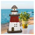 thumbnail image 3 of Nautical Decor Wooden Lighthouse Beach Themed Ornaments Coastal Ocean Decoration Decorative Wood Light HouseTable Centerpiece Tower Lights Figurine for Shelf Fireplace (Red), 3 of 7