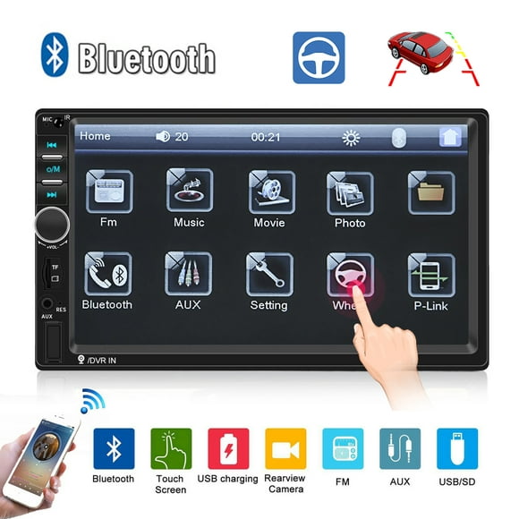 Camecho Car Radio Autoradio 7" 2 Din LCD Touch Screen Multimedia Player Audio Stereo Bluetooth Car Audio Support Mirror-Link Rear View Camera 7018B Built-in Car DVR System ,with 4 LED Camera