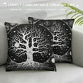 thumbnail image 3 of COMIO  Tree of Life Pillow Cover, Sun and Moon Throw Pillow Cover, Gothic Bohemian Cushion Cover, Trippy Galaxy Stars Decorative Square Pillow Case Bedroom Decor, White and Black, 3 of 5