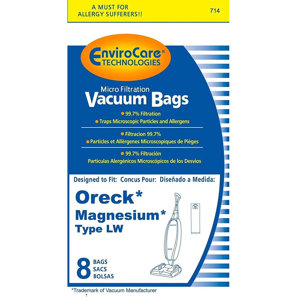 8 Oreck LWPK60H Type LW Allergy Upright Vacuum Bags LWPK25OH Magnesium