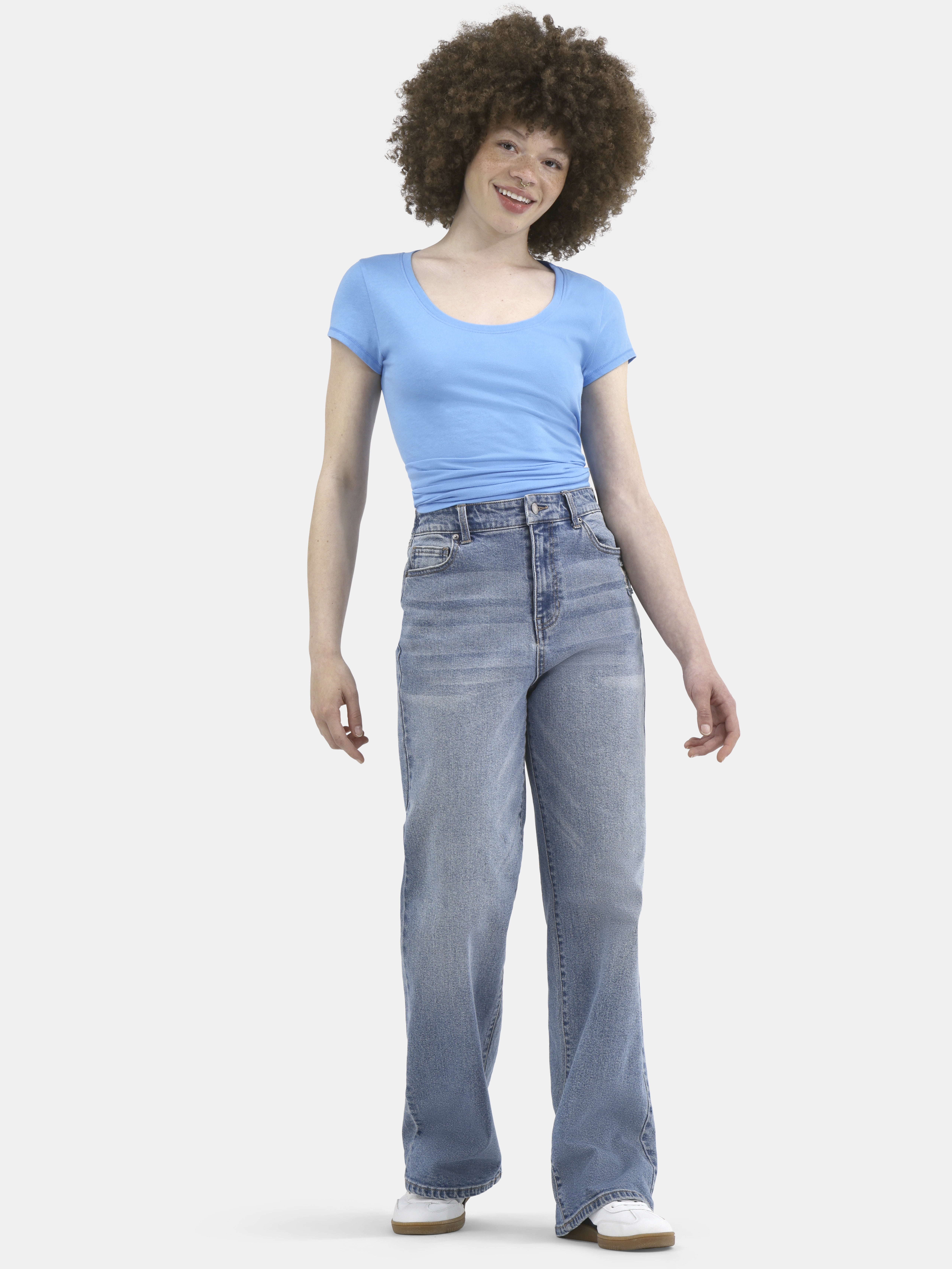 No Boundaries Short Sleeve Scoop Neck Tee, Women's XXS-XXXL