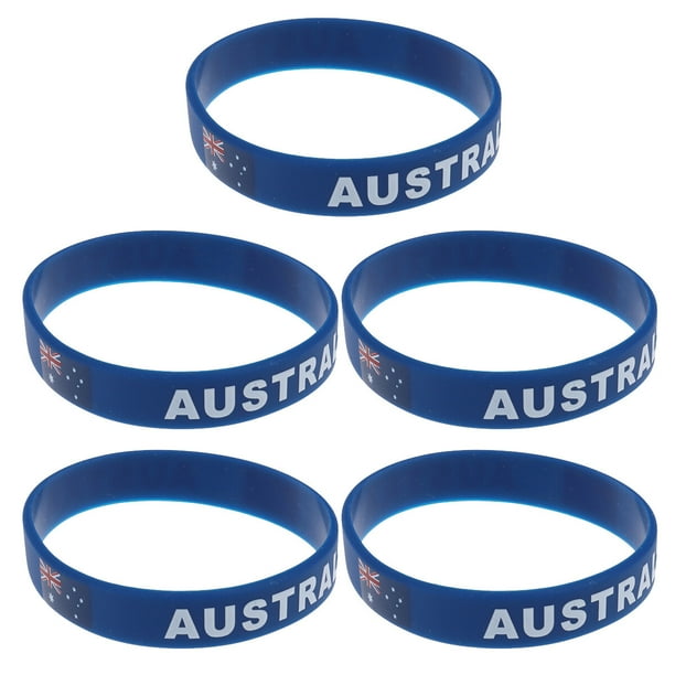 5 pulseras deportivas de silicona con estampado de banderas de países, elegantes, para partidos de fútbol (Australia)