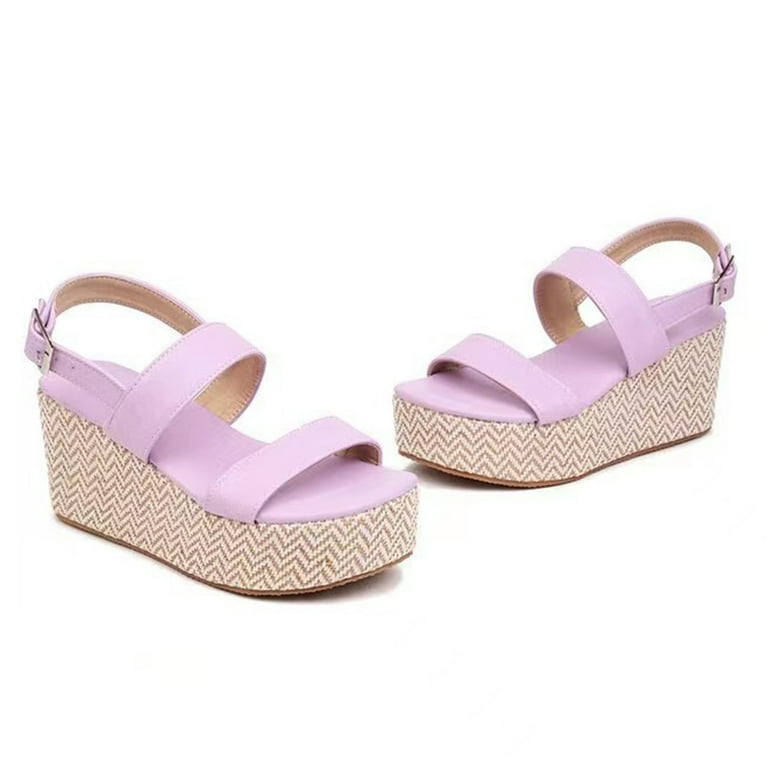 Lavender sandals top low heel