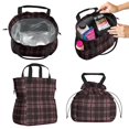 thumbnail image 2 of Maroon and Pink Checkered Pattern Drawstring Insulated Lunch Bag for Women, Stain-Resistant Large Lunch Tote with Multi-Pockets for Work Office, 2 of 6