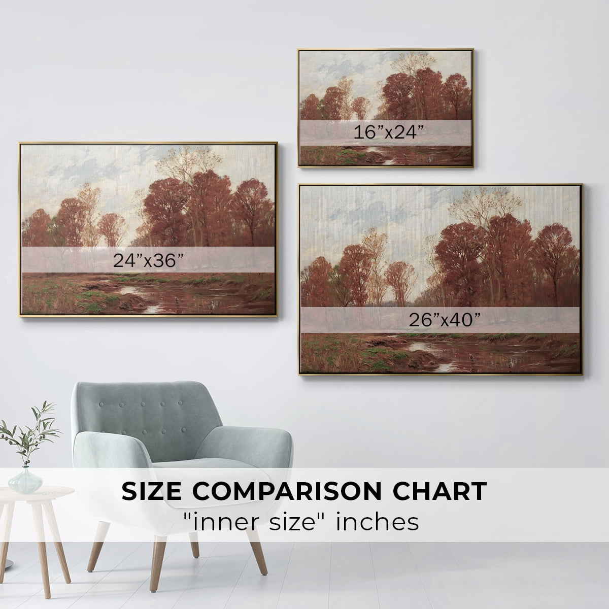 Vintage Landscape-CCCXXXIV By Wexford Home Framed in Gold Wood Gallery Wrapped Canvas 27 in. x 41 in.