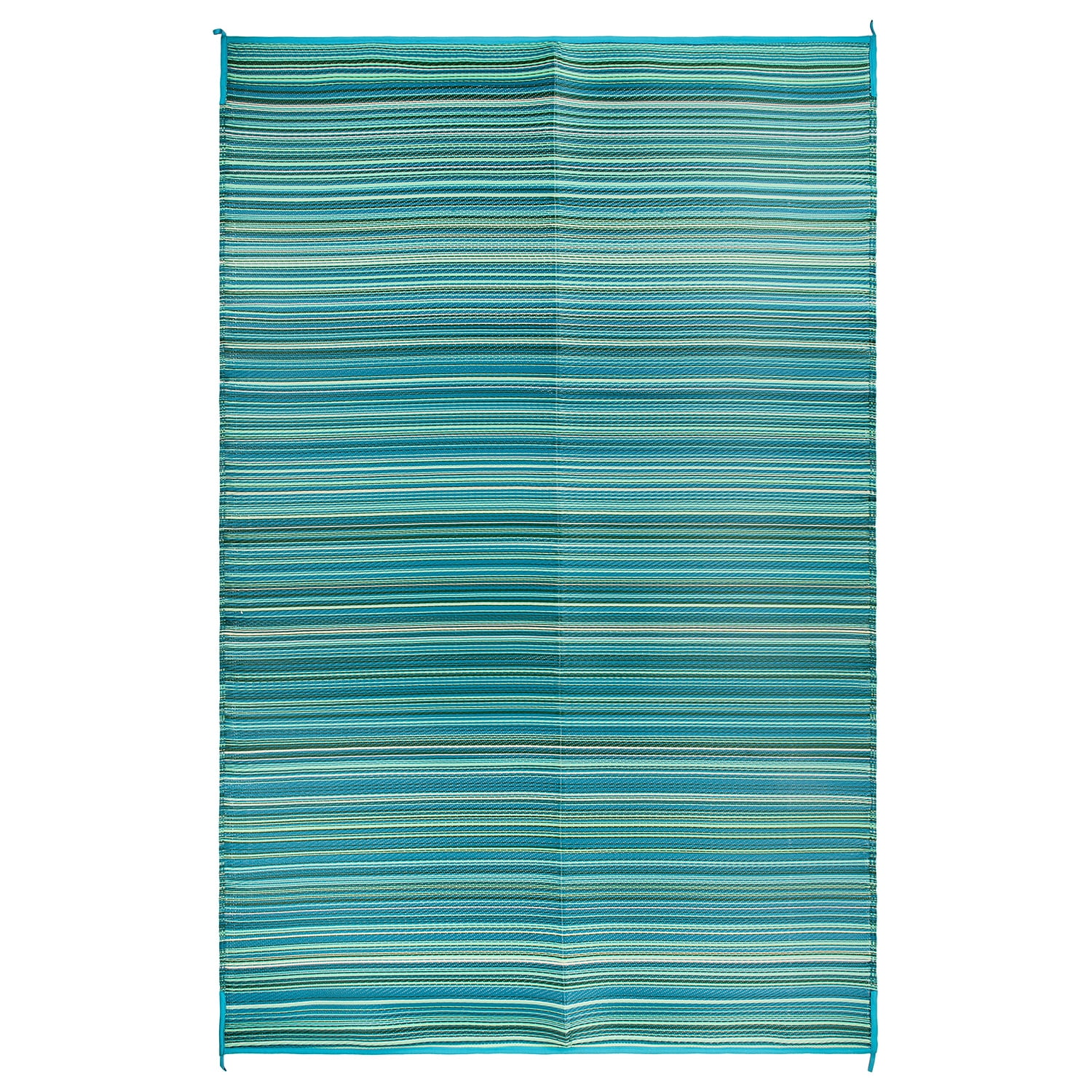 World Rug Gallery Contemporary Stripe Reversible Plastic Indoor and Outdoor Picnic Mat, Camping Rug, RV Rug - BLUE - 9'x18'