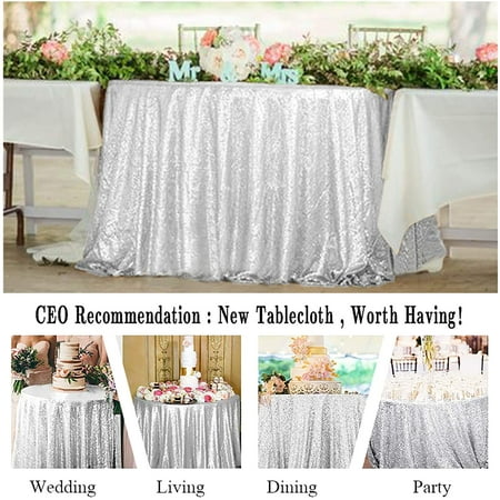 Silver Sequin Tablecloth 48 Inch Round Wedding Glitter Sparkly Canada Silver Sequin Tablecloth 48 Inch Round, 48in Round Tablecloth