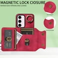 thumbnail image 3 of SaniMore for Samsung Galaxy S23 (6.1" 2023) Case, PU Leather Skin Shockproof Bumper Flip Purse RFID Blocking Metal Ring Stand Shell, Card Holder Cash Pocket Anti-drop Cover, Red, 3 of 17