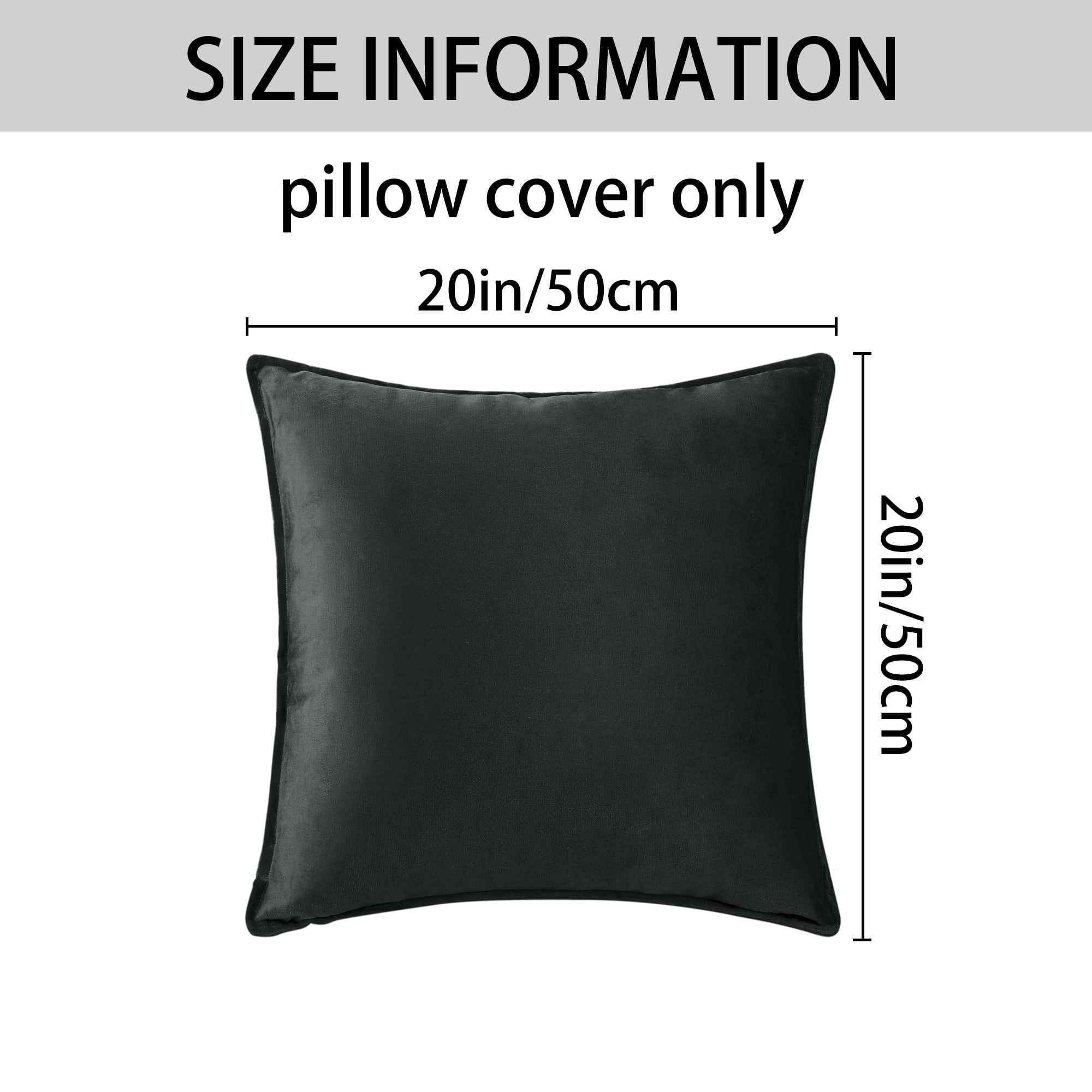 Unique Bargains 4 Pcs Velvet Solid Throw Pillow Covers Soft Cozy Pillowcases Home Decor Black/Navy Blue 20" x 20"