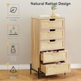 thumbnail image 1 of Natural Rattan 5-Drawer Dresser, Wooden Chest with Metal Legs, 1 of 2