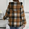 thumbnail image 4 of Diufon Fleece Jackets for Women Oversized Plaid Long Sleeve Hooded Jacket Fall Winter Casual Warm Outwear, 4 of 7