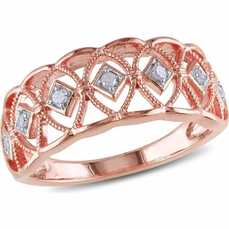 1/10 Carat T.W. Diamond Pink Rhodium-Plated Sterling Silver Fashion Ring