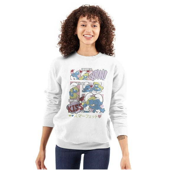 Smurfette Cute Romantic Smurfs Manga Women Crewneck Sweatshirt Brisco Brands M