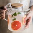 thumbnail image 4 of Large Capacity Borosilicate Glass Cold Water Pitcher, Bamboo Cover with Stainless Steel Rim, Four Seasons Water Kettle with Built-in Strainer Filter for Home Use, 4 of 7