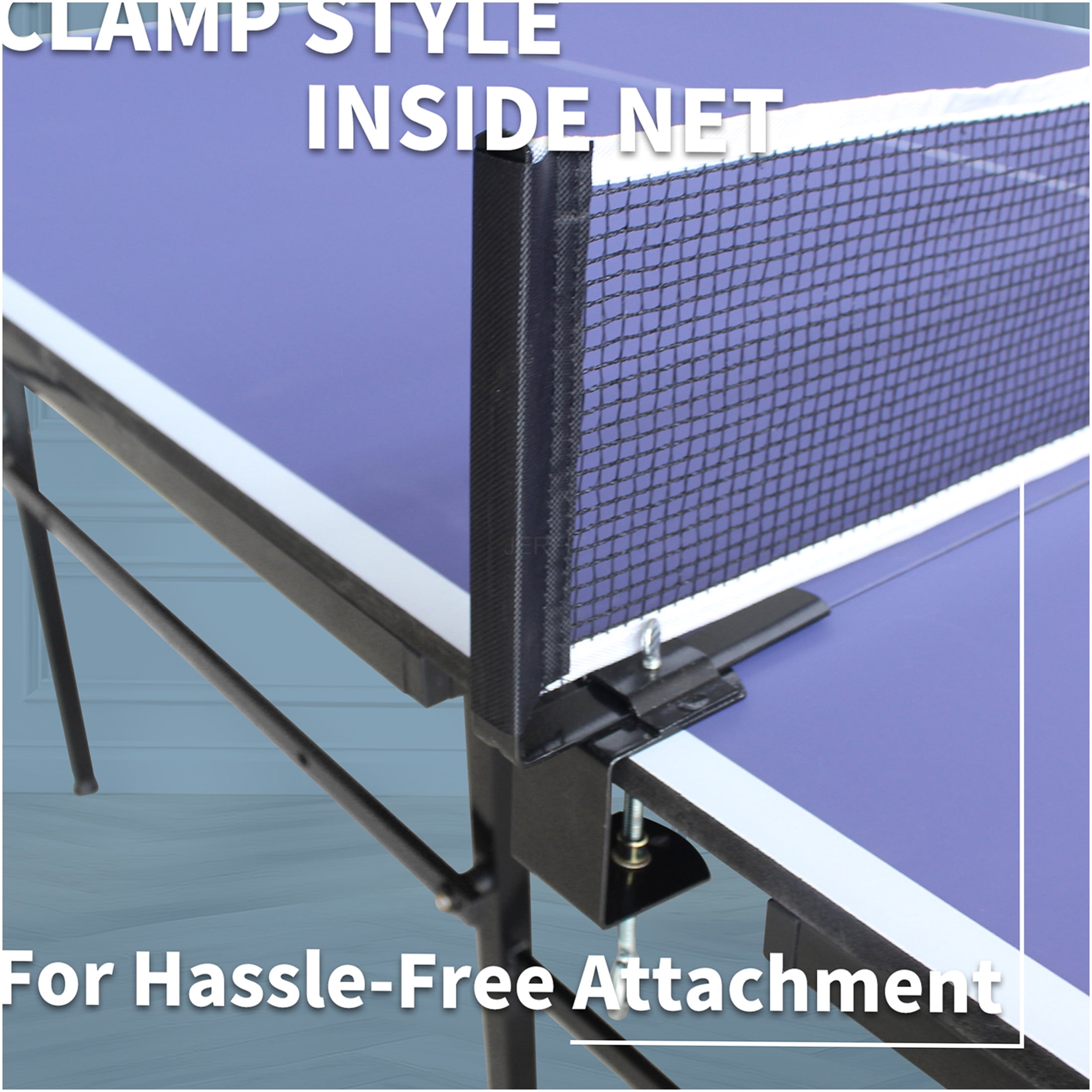 JERFIT 8ft Foldable Indoor Ping Pong Table Set with Net, Paddles & Balls, Professional MDF Top for Home Games