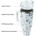 thumbnail image 3 of 40 oz Tumbler with Handle and Straw, Stainless Steel Insulated Cup - Leak Proof Lid, Double Wall Vacuum Insulated, Keeps Drinks Cold/Hot for Hours, Pineapple Design., 3 of 6