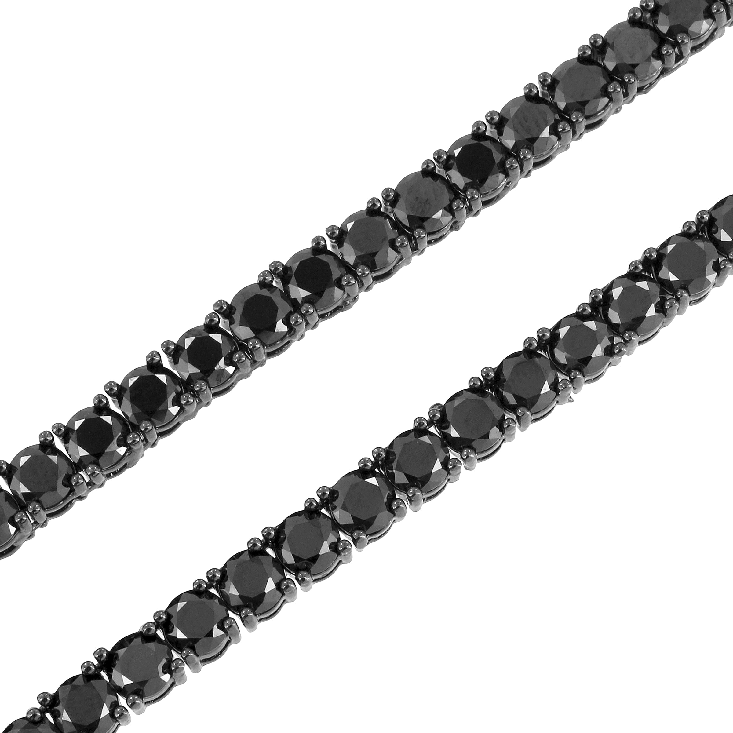 Black Tennis Link Necklace Round Cut Solitaire Lab Diamonds 4 mm Chain 22\