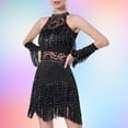 thumbnail image 3 of Vestido de fiesta con flecos y borlas de baile latino con lentejuelas para mujer Fernando negro M, 3 of 8