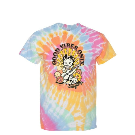 Wild Bobby Betty Boop Pudgy Good Vibes Only Betty Boop Tie-Dye T-Shirt, Aerial Spiral, Small