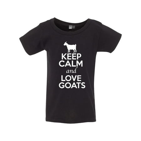 

Keep Calm And Love Goats Billy Goat Kid Animal Lover Funny Toddler Kids T-Shirt Tee
