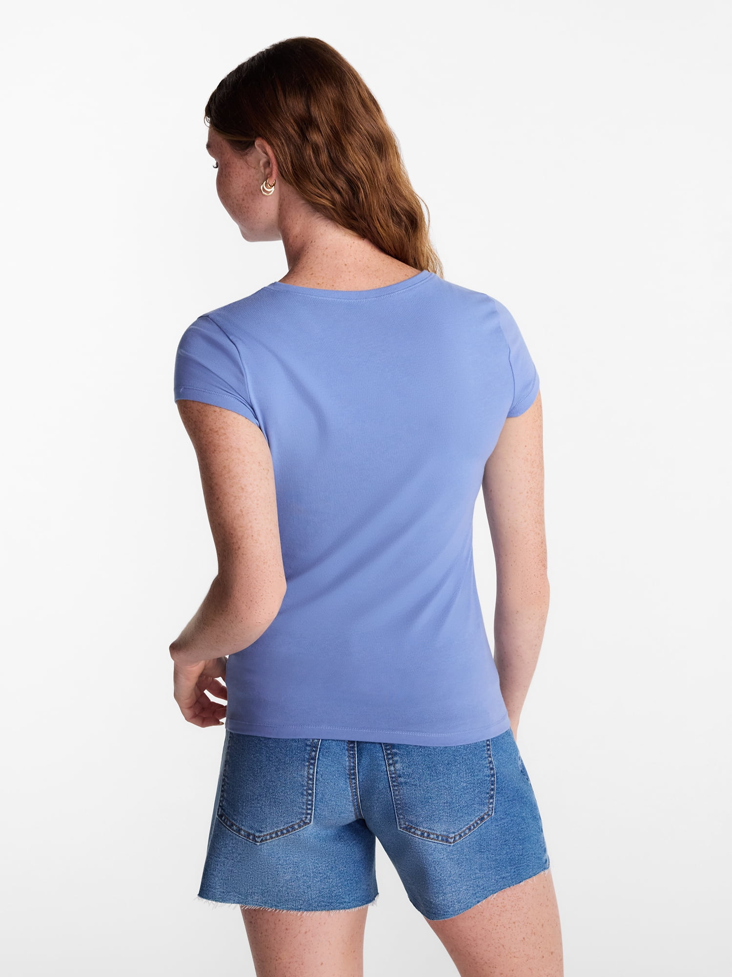 No Boundaries Crew Neck Tee with Short Sleeves, 1 or 3-Pack, Women’s