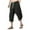 Black, variant on Mens Plus Size Cotton Capri Pants Summer Casual Loose Baggy Capris Pants Elastic Waist Pants for Men