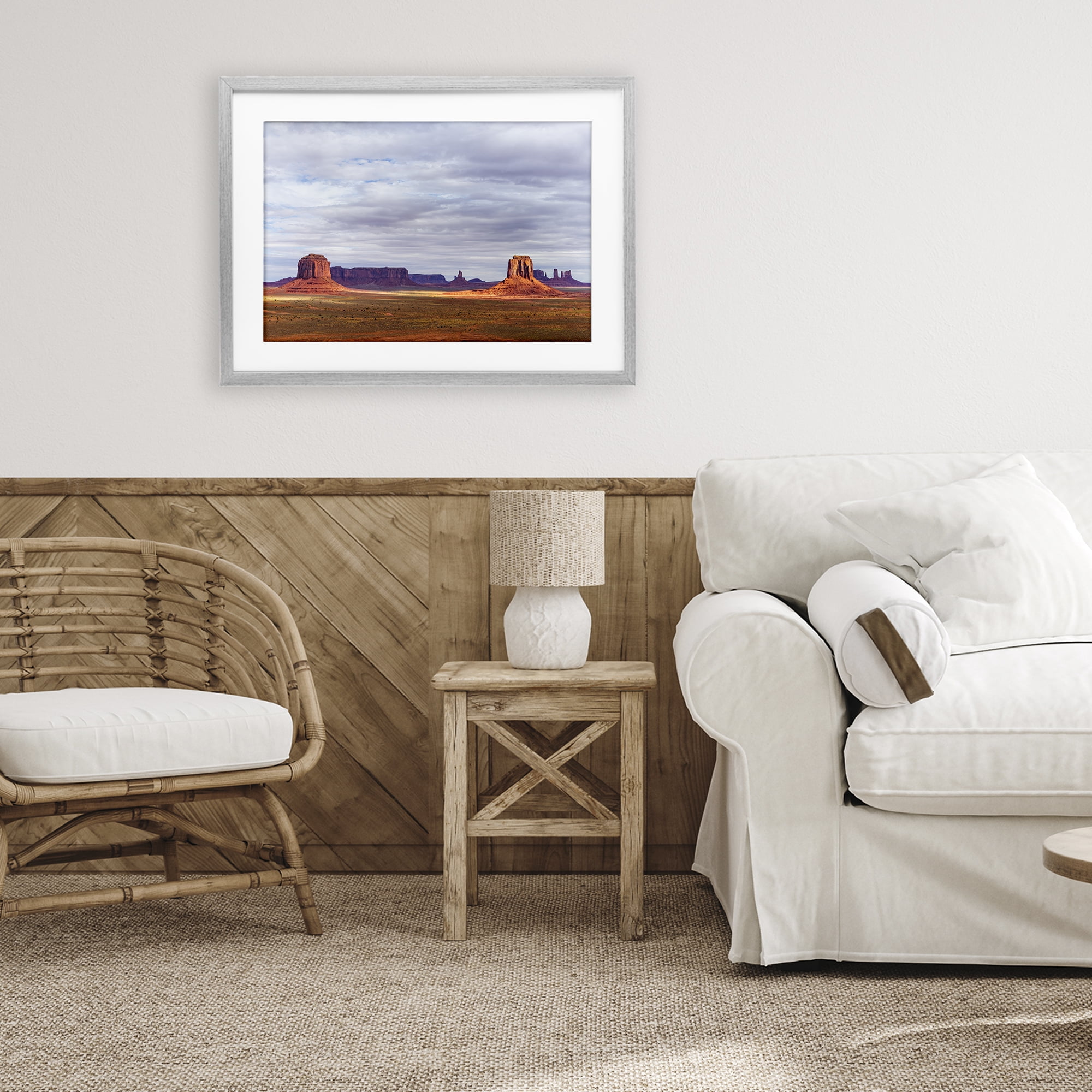 Stupell Industries Monumental Desert Buttes & Mesas Gray Framed Print Under Glass, design by Shelley Carlisle