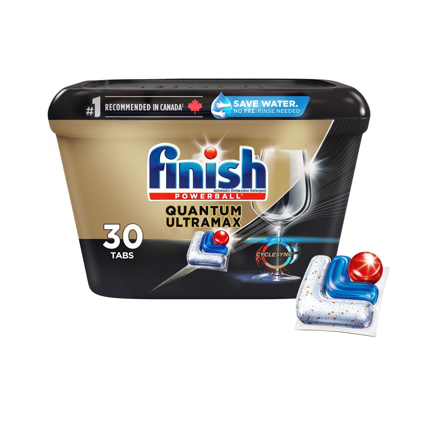 Finish® Quantum UltraMAX® Dishwasher Detergent Tabs for Diamond Shine, Removes burnt-on stains & 24hr Dried on stains, No pre rinse needed, 30 Tabs