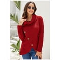 thumbnail image 2 of Pulls Femmes Chauds Asymétriques Tricotés Col Roulé Unis Enveloppants Manches Longues Hauts Décontractés, 2 of 5