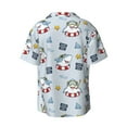 thumbnail image 2 of Vsdgher Swimming Shark Print Men's Wrinkle Free Untucked Cuban Shirt Business Casual Button Down Shirts Short Sleeve Shirt, 2 of 7