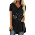thumbnail image 2 of DPTALR T-shirt Long à Manches Courtes Col en V Imprimé Décontracté pour Femmes Grande Taille, 2 of 3