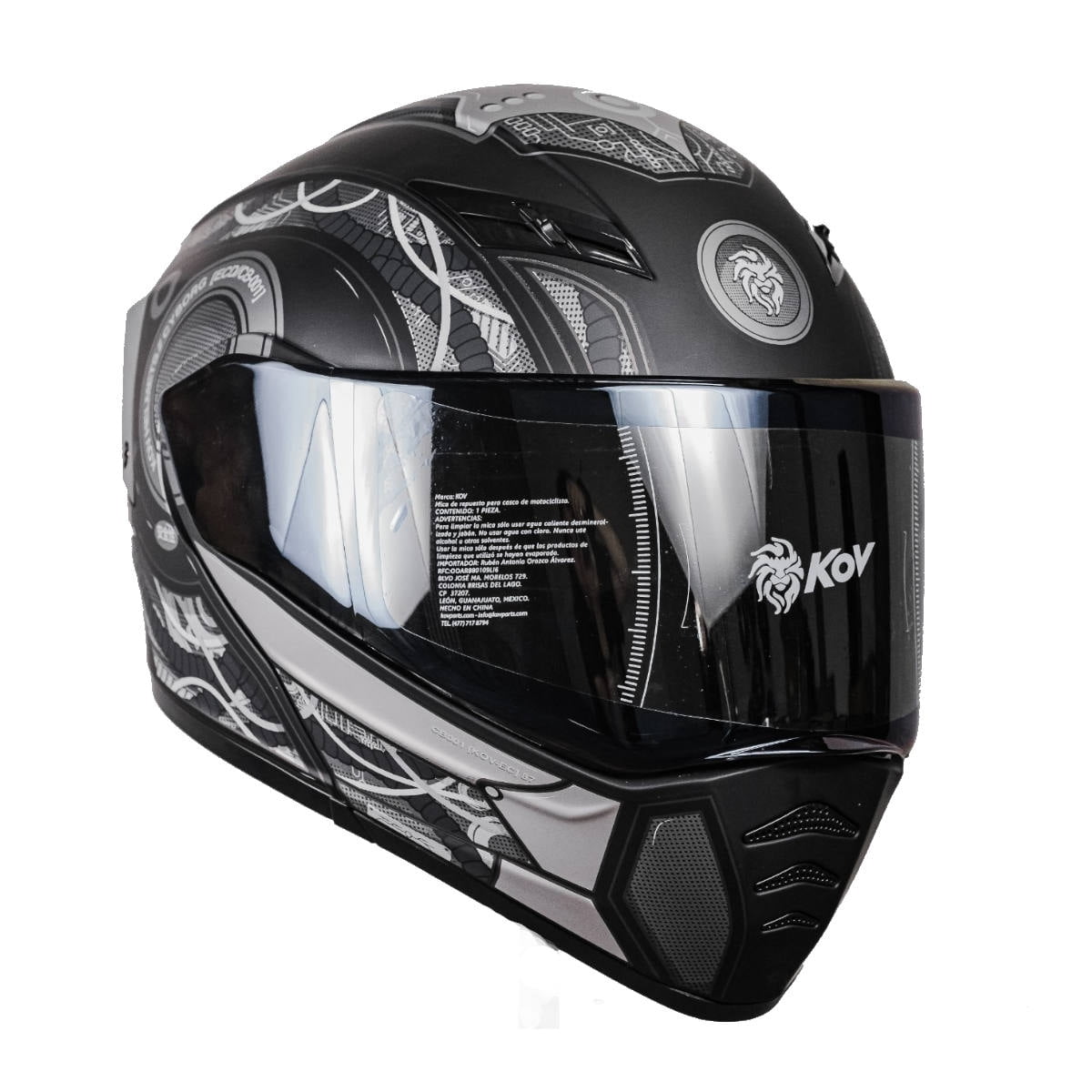 Casco Abatible Para Moto Kov Cyborg Gris/ Negro Talla XL KOV