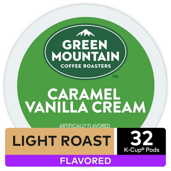 Green Mountain Coffee Caramel Vanilla Cream, Flavored Keurig K-Cup Pod, Light Roast, 32 Ct