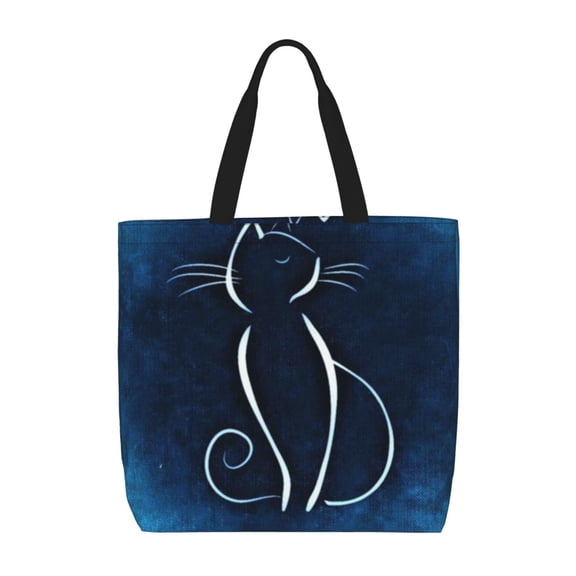 Hirioo Cat Sketch for Tote Bag for Women, Quilted Shoulder Bag with Zipper, Large Capacity Handbags for Casual, Travel, Work