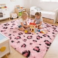 thumbnail image 6 of Musicwaker Soft Pink Leopard Shag Rug, Washable Indoor Decor Carpet ,  6x9 ft, 6 of 9
