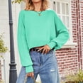 thumbnail image 6 of PiGOGI Women's Loose Knit Sweater Long Sleeve V-Neck Pullover Soft Acrylic Casual Fall Winter Comfortable Fashion Tops Mint Green XL, 6 of 6