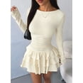 thumbnail image 6 of Female Long Sleeve Corset Mini Dress Ruffle Hem Short Party Club Dresses Color XS, 6 of 9
