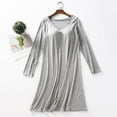 thumbnail image 2 of HUJlwoi Sleep Shirts for Women Long Sleeve Nightshirt Round Neck Soft Loose Pajama Tops Silid Color Classic Nightdress, 2 of 5