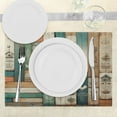 thumbnail image 3 of Ambesonne Farmhouse Place Mats Set of 4, Rustic Wooden Planks Art, Standard Size, Turquoise Camel and Eggshell, 3 of 5