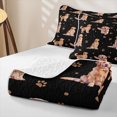 thumbnail image 4 of Manfei Kawaii Golden Retriever Quilt King, Cute Dog Lover King Coverlet Set, Black Gold, 3-Piece, 1 Bedspread and 2 Pillowcases, 4 of 7