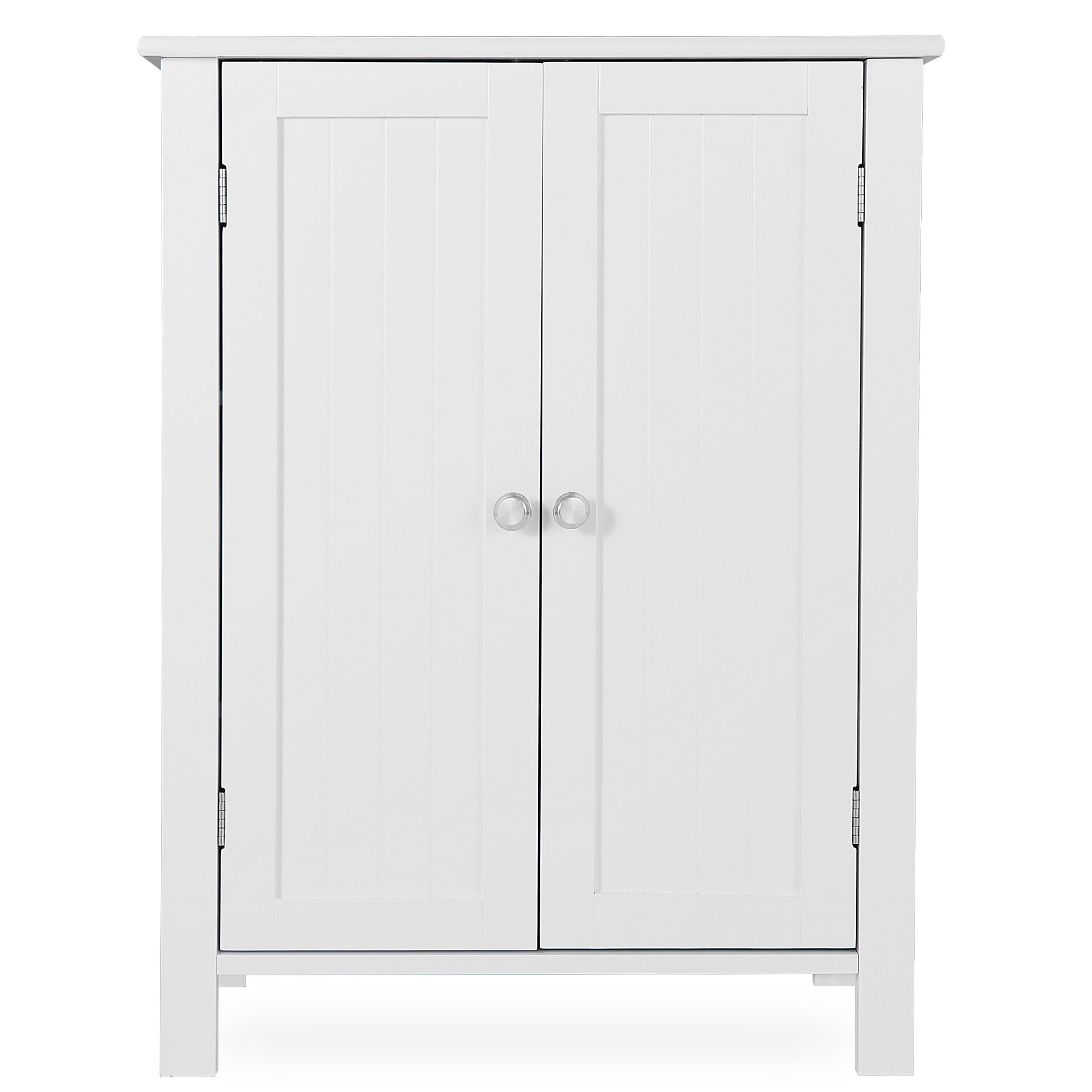 ZenSports Wooden Bathroom Cabinet 2-Doors Floor Storage Cabinet Adjustable Shelves, White