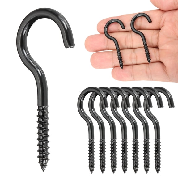 8 Pack Screw Eyes, M4x50mm 304 Stainless Steel Heavy Duty Eye Bolts Screw Black