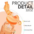 thumbnail image 4 of Botellas De Agua Hyeta De 32 Oz Con Pajita: Manténgase Motivado E Hidratado Con Horarios Convenientes Para Beber Marcas Duraderas A Prueba De Fugas, 4 of 5
