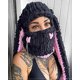 thumbnail image 2 of Cozy Bunny Balaclava Hat with Ears Winter Warm Beanie with Fluffy Scarf, Hooded Knit Hat with Face Ski Mask for Women Girls, 2 of 5