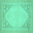 thumbnail image 1 of Ahgly Company Machine Washable Indoor Square Oriental Turquoise Blue Modern Area Rugs, 4' Square, 1 of 4