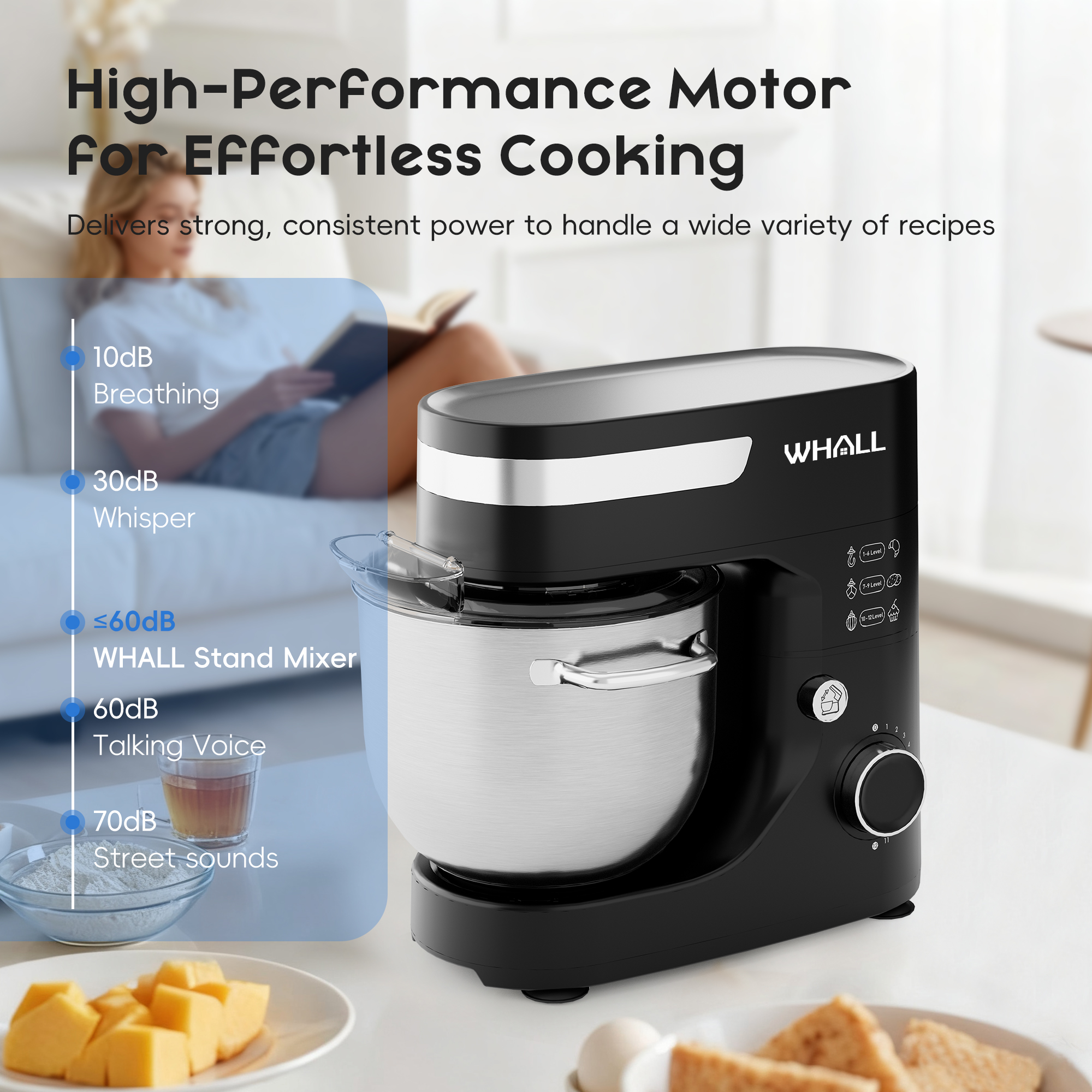 WHALL 5.5 Qt 12-Speed Tilt-Head Stand Mixer photo 3