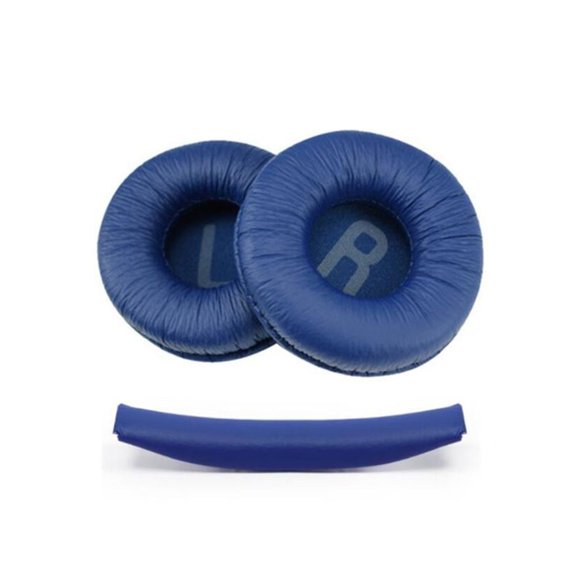 1 Pair Protein Leather Headphone Foam Soft Ear Pads Cushion Cover Replacement Headband BLUE EAR PADS HEADBAND