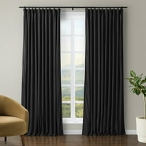 TWOPAGES Room Darkening 42"x84" Drape Velvet Pinch Pleat Privacy Curtain for Bedroom, 1 Panel, Black